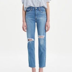 Levi’s Wedgie High Rise Straight Leg Raw Hem Jeans